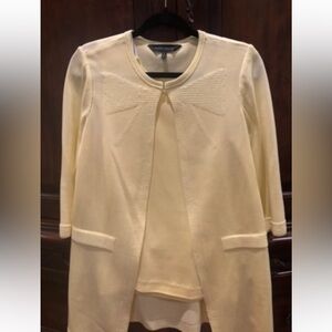 Ming Wang 2pc knit bow Elegant Pastel Yellow Women's Jacket size small